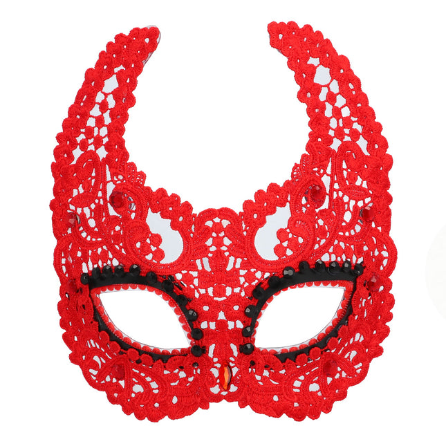 Masque d'yeux d'Halloween Diable Rouge Dentelle