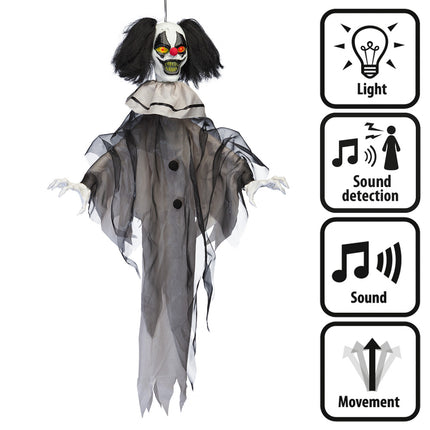 Décoration suspendue d'Halloween Clown d'emprunt 90cm