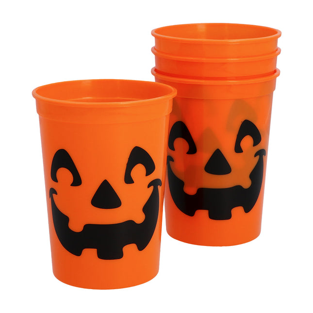 Gobelets d'Halloween Noir Orange Citrouille 300ml 4pcs