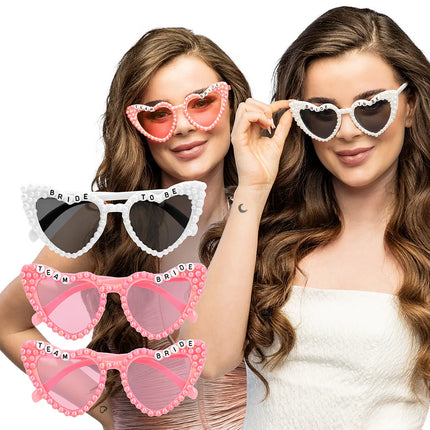 Lot de 3 lunettes de fête « Bridal pearl » (mariée et équipe de la mariée)
