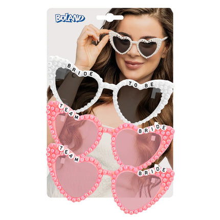 Lot de 3 lunettes de fête « Bridal pearl » (mariée et équipe de la mariée)