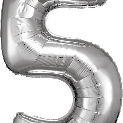 Ballon de baudruche - Numéro 5 - Argent - 92 x 57 cm