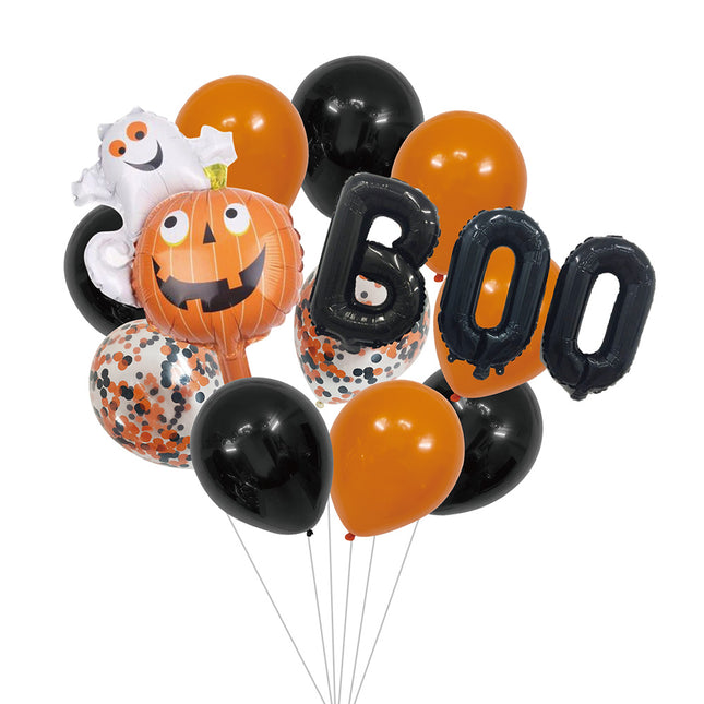 Ensemble de ballons d'hélium d'Halloween Noir Orange 14 pièces