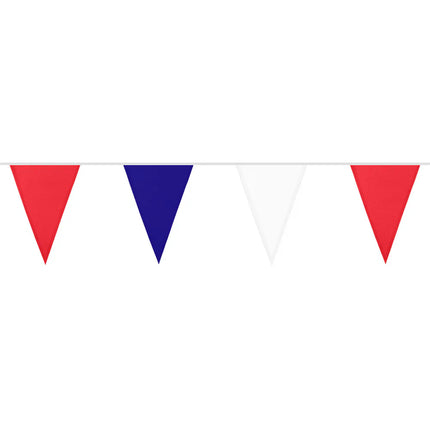 Guirlande de drapeaux en polyester « France » bleu/blanc/rouge (26 x 18 cm) (6 m)