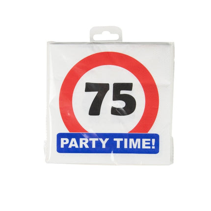 75 Jaar Servetten Verkeersbord 16,5cm 16st van Paper Dreams koop je bij Partywinkel