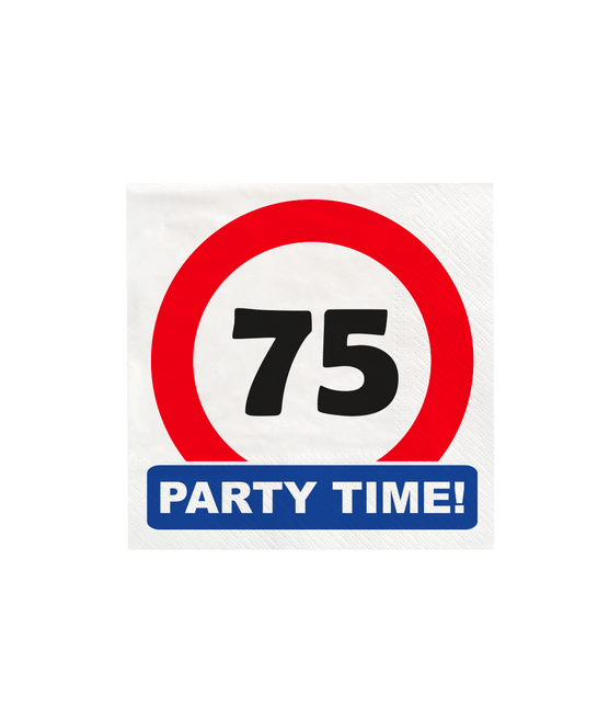75 Jaar Servetten Verkeersbord 16,5cm 16st van Paper Dreams koop je bij Partywinkel