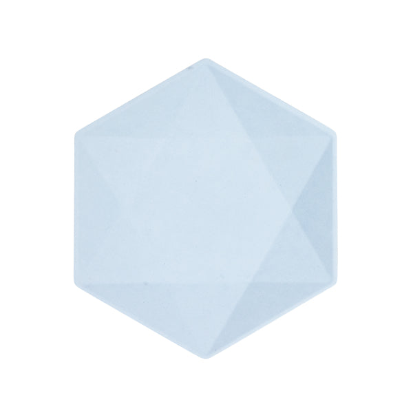 6 assiettes hexagonales 20,8 x 18,1 cm, bleues