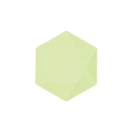 6 assiettes hexagonales 15.8 x 13.7cm vertes
