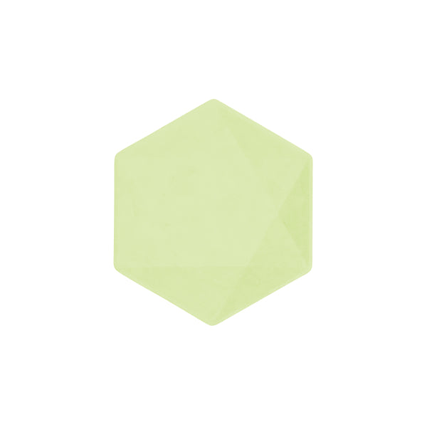 6 assiettes hexagonales 15.8 x 13.7cm vertes