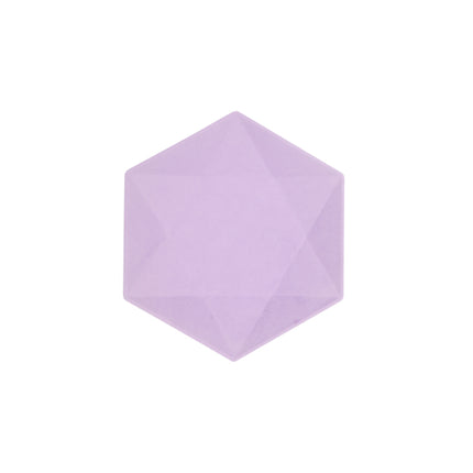 6 assiettes hexagonales 15.8 x 13.7cm violet