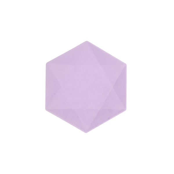 6 assiettes hexagonales 15.8 x 13.7cm violet