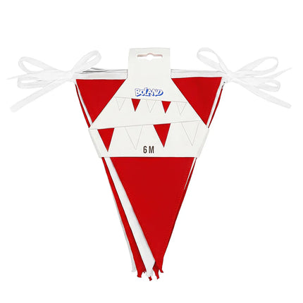 Guirlande de drapeaux en polyester rouge/blanc (26 x 18 cm) (6 m)