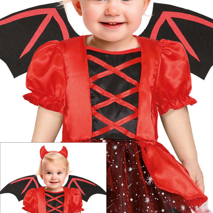 Costume d'Halloween Rouge Noir Bébé Diable