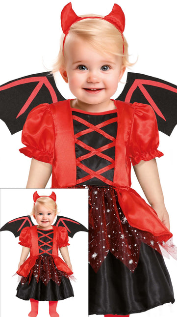 Costume d'Halloween Rouge Noir Bébé Diable