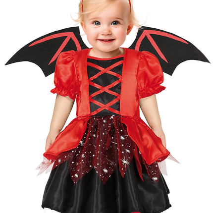 Costume d'Halloween Rouge Noir Bébé Diable