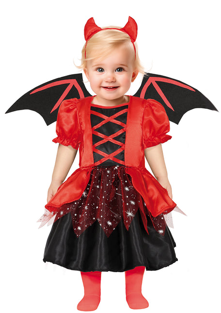 Costume d'Halloween Rouge Noir Bébé Diable