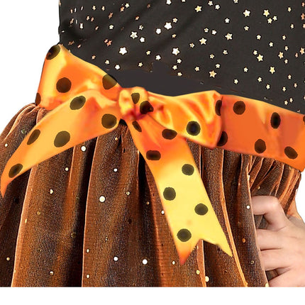 Costume d'Halloween sorcière fille orange