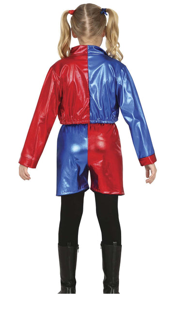 Harley Quinn Costume d'Halloween Fille Rouge Bleu