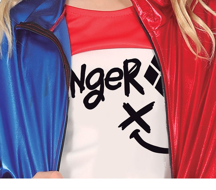 Harley Quinn Costume d'Halloween Fille Rouge Bleu