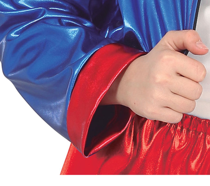 Harley Quinn Costume d'Halloween Fille Rouge Bleu