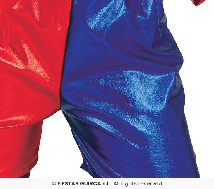 Harley Quinn Costume d'Halloween Fille Rouge Bleu