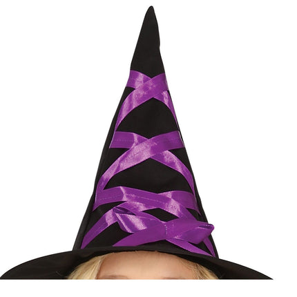Costume d'Halloween sorcière fille noir violet