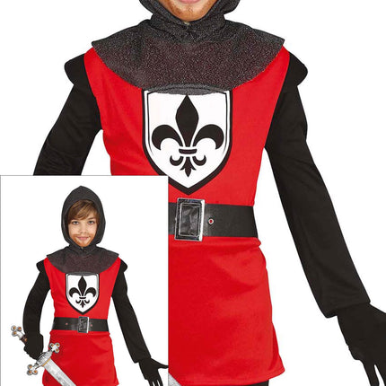 Costume de chevalier garçon rouge