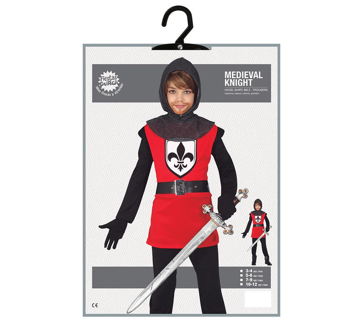 Costume de chevalier garçon rouge