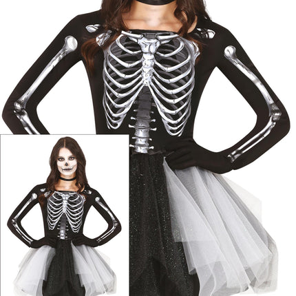 Robe d'Halloween Squelette Dames Noir