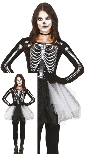 Robe d'Halloween Squelette Dames Noir