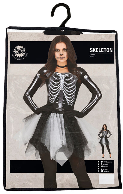 Robe d'Halloween Squelette Dames Noir