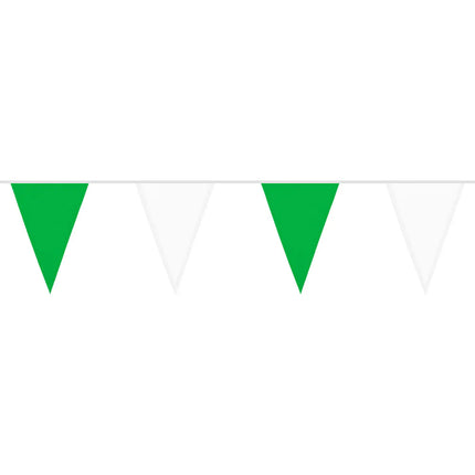 Guirlande de drapeaux en polyester vert/blanc (26 x 18 cm) (6 m)