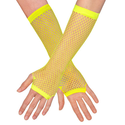 Paire de gants jusqu'aux coudes en mesh jaune fluo
