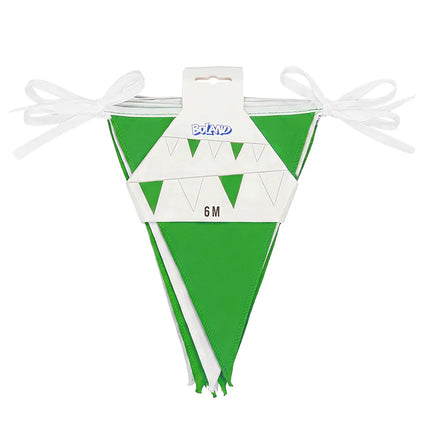 Guirlande de drapeaux en polyester vert/blanc (26 x 18 cm) (6 m)