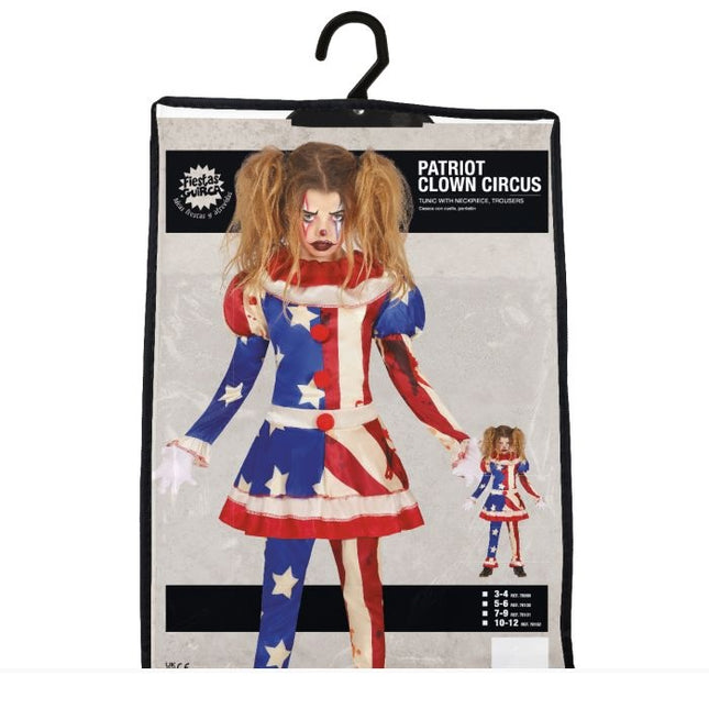 Horror Clown Halloween Costume Girl Blue Red