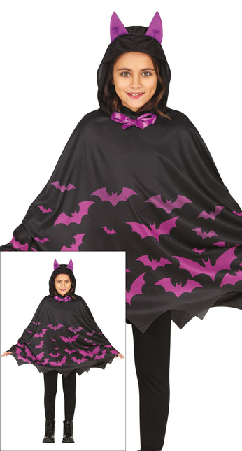 Poncho d'Halloween Fille Chauve-souris