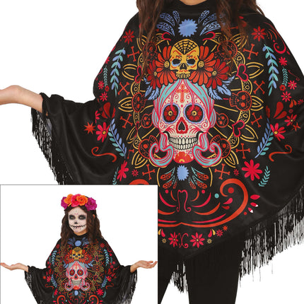 Dia De Los Muertos Poncho Girl