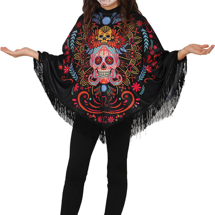 Dia De Los Muertos Poncho Girl