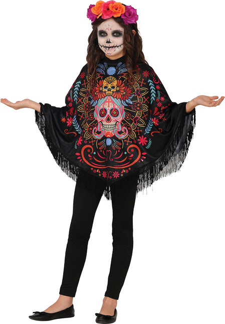 Dia De Los Muertos Poncho Girl