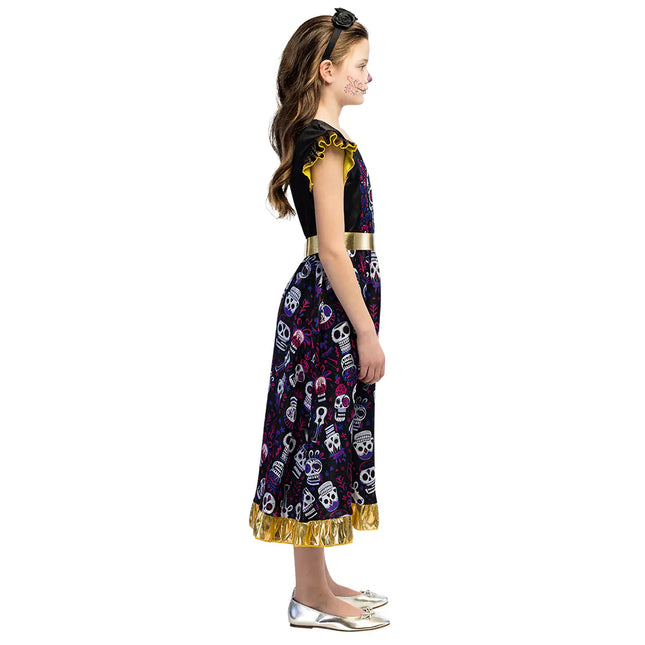 Dia De Los Muertos Dress Girl Ruffle Sleeves (Robe Dia de Los Muertos)