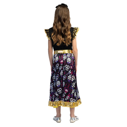 Dia De Los Muertos Dress Girl Ruffle Sleeves (Robe Dia de Los Muertos)