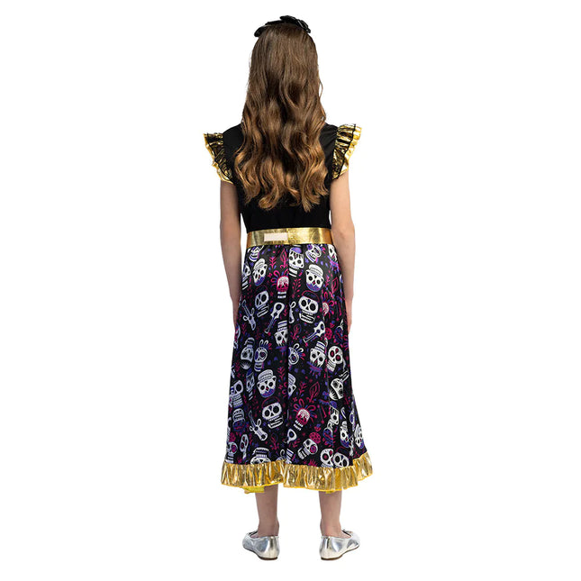 Dia De Los Muertos Dress Girl Ruffle Sleeves (Robe Dia de Los Muertos)