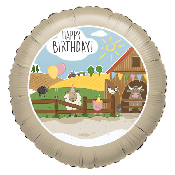 Happy Birthday Helium Balloon Farm Empty 43cm