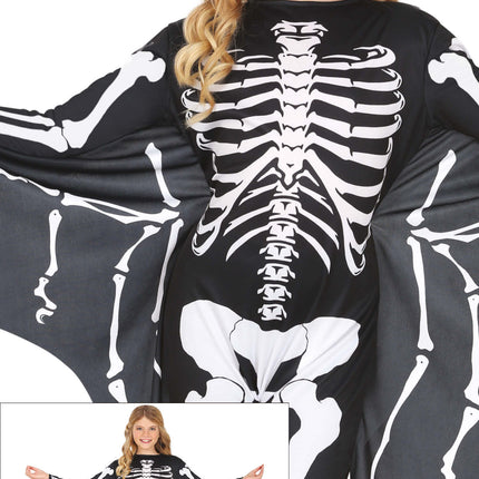Costume d'Halloween Noir Blanc Enfant Chauve-Souris Squelette