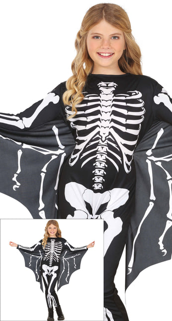 Costume d'Halloween Noir Blanc Enfant Chauve-Souris Squelette