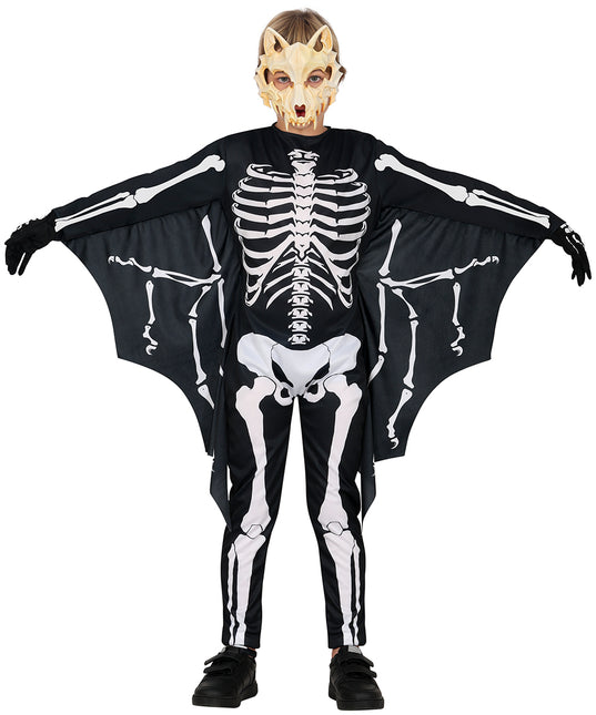 Costume d'Halloween Noir Blanc Enfant Chauve-Souris Squelette