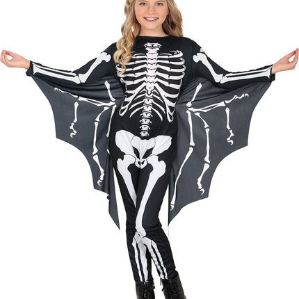 Costume d'Halloween Noir Blanc Enfant Chauve-Souris Squelette