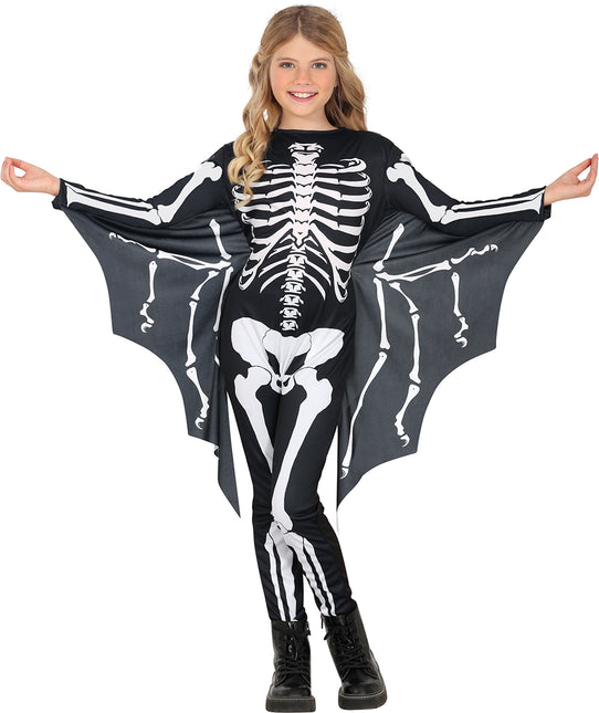 Costume d'Halloween Noir Blanc Enfant Chauve-Souris Squelette