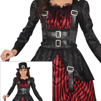 Robe d'Halloween Rouge Noir Fille Gothique