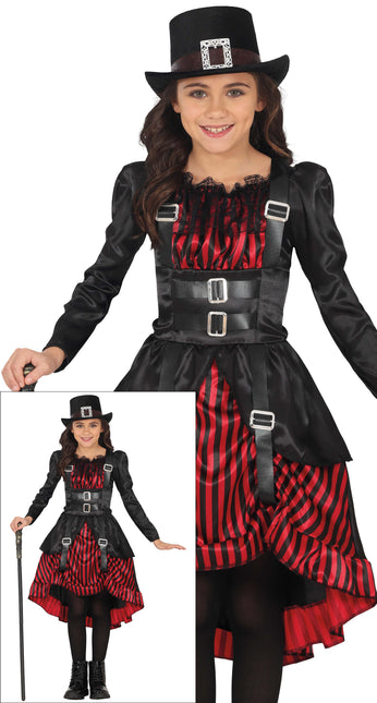Robe d'Halloween Rouge Noir Fille Gothique